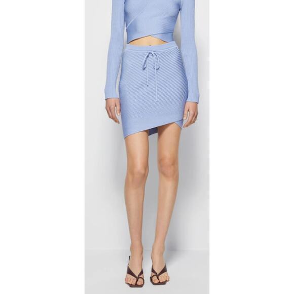 Jonathan Simkhai 'Sydney' Blue Compact Rib Wrap Skirt Size S - Picture 1 of 4